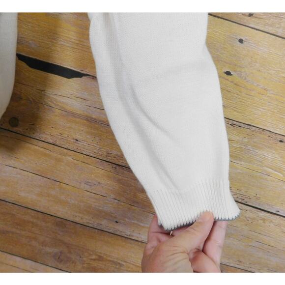 Alfred Dunner Cardigan Sweater XL White Blue Purple Stripes Embroidered Flowers - Picture 4 of 7